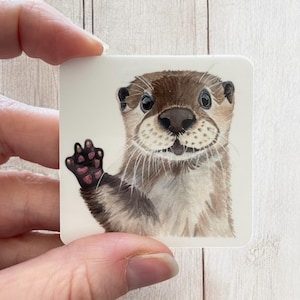Otter fridge magnet, otter gifts, otter birthday gifts, cute otter gifts, fridge magnets, animal magnets, watercolor otters, otters