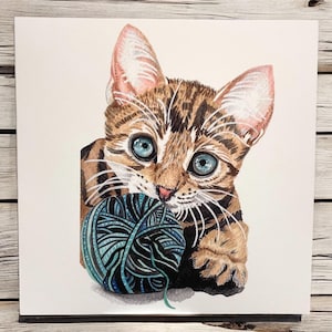 Cat cards, kitten cards, cat birthday cards, cat lovers card, blank cards, cute kitten cards, watercolor illustration card, animal cards