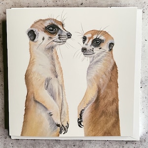 Erdmännchen Karte, Erdmännchen Geburtstagskarte, Erdmännchen Karten, Tierkarten, Karten, Karten für jeden Anlass, Erdmännchen Illustrationen, süße Tierkarten