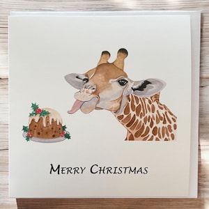 Giraffe Weihnachtskarte, Giraffe Karte, Lustige Giraffe Weihnachtskarte, Tier Weihnachtskarten, Giraffen Karten für Sie, festliche Giraffen Karten