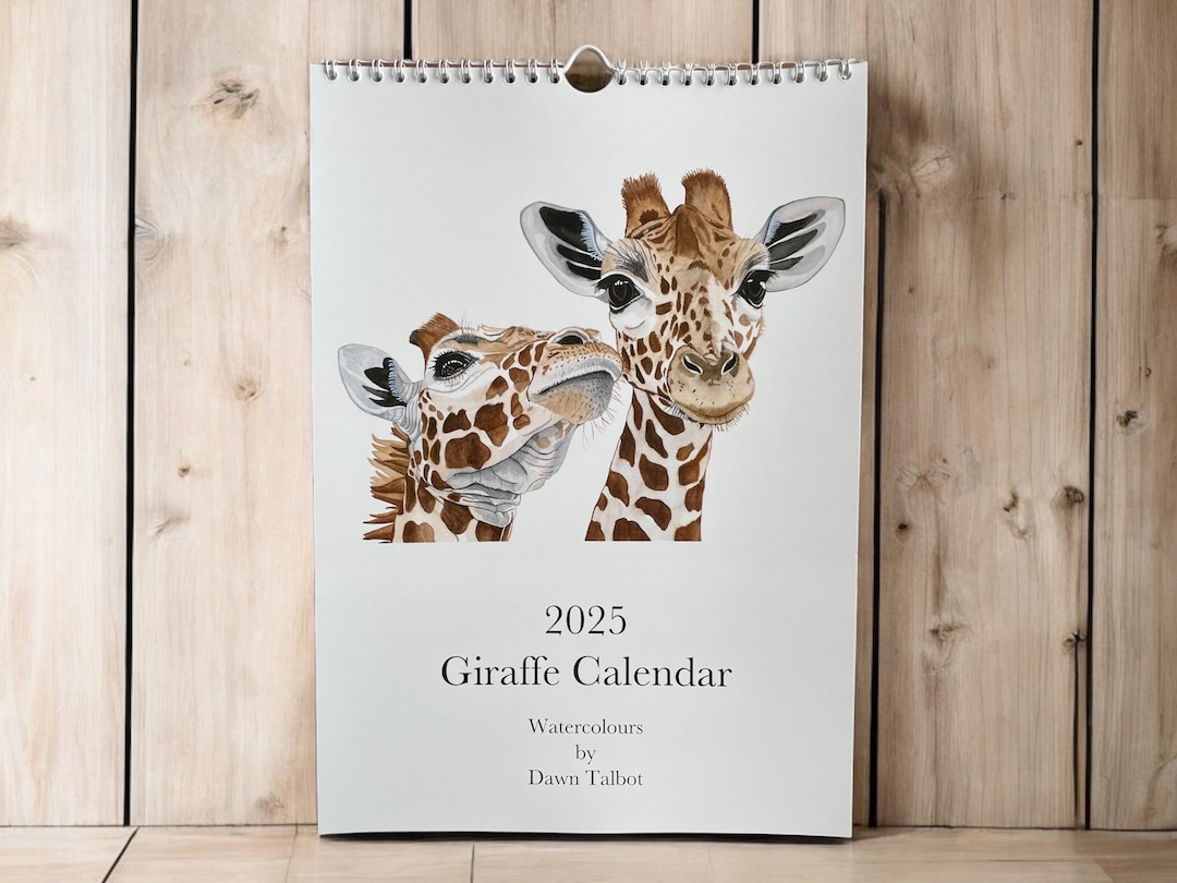 Giraffe Calendar A4, Giraffe 2025 Calendar, Giraffe Gifts, Giraffe