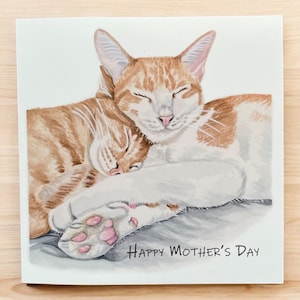 Katzen Mutter Tages Karte, Katzen Karte, süße Mutter Tages Karte, Mutter Tages Karte, schlafende Katze Karte, Karten für Mama, Mama Karten, Katzen Karte, Aquarell