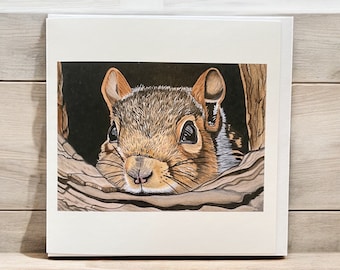 Squirrel cards, squirrel greetings card, squirrel art, watercolor squirrel, nature cards, squirrel lovers card, wildlife cards, woodland.