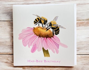 Bee birthday card, honey bee birthday cards, bee cards, birthday cards for her, bee lover cards, birthday cards, bumble bee cards, bee art