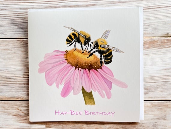 Bee birthday card, honey bee birthday cards, bee cards, birthday cards for her, bee lover cards, birthday cards, bumble bee cards, bee art