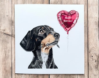 Sausage dog card, dachshund birthday card, dachshund cards, sausage dog birthday cards, cute dog birthday card, dog birthday card, dog cards