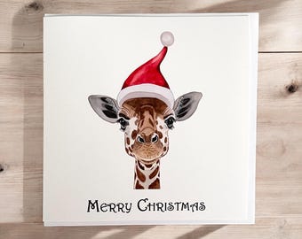Giraffe Christmas Card, Giraffe card, Christmas Cards, Cute Giraffe Card, Giraffe Cards, Funny Giraffe Cards, fridge magnet