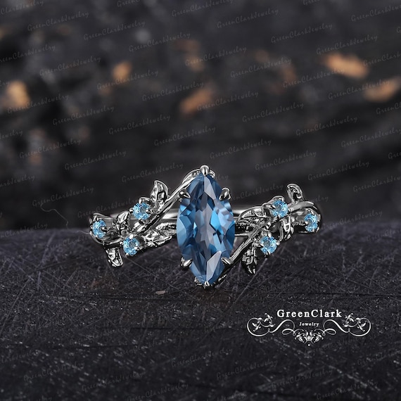 Anello D'argento Con Topazio Azzurro Brasiliano E Zaffiro, 4,1 Carati - Foto 7