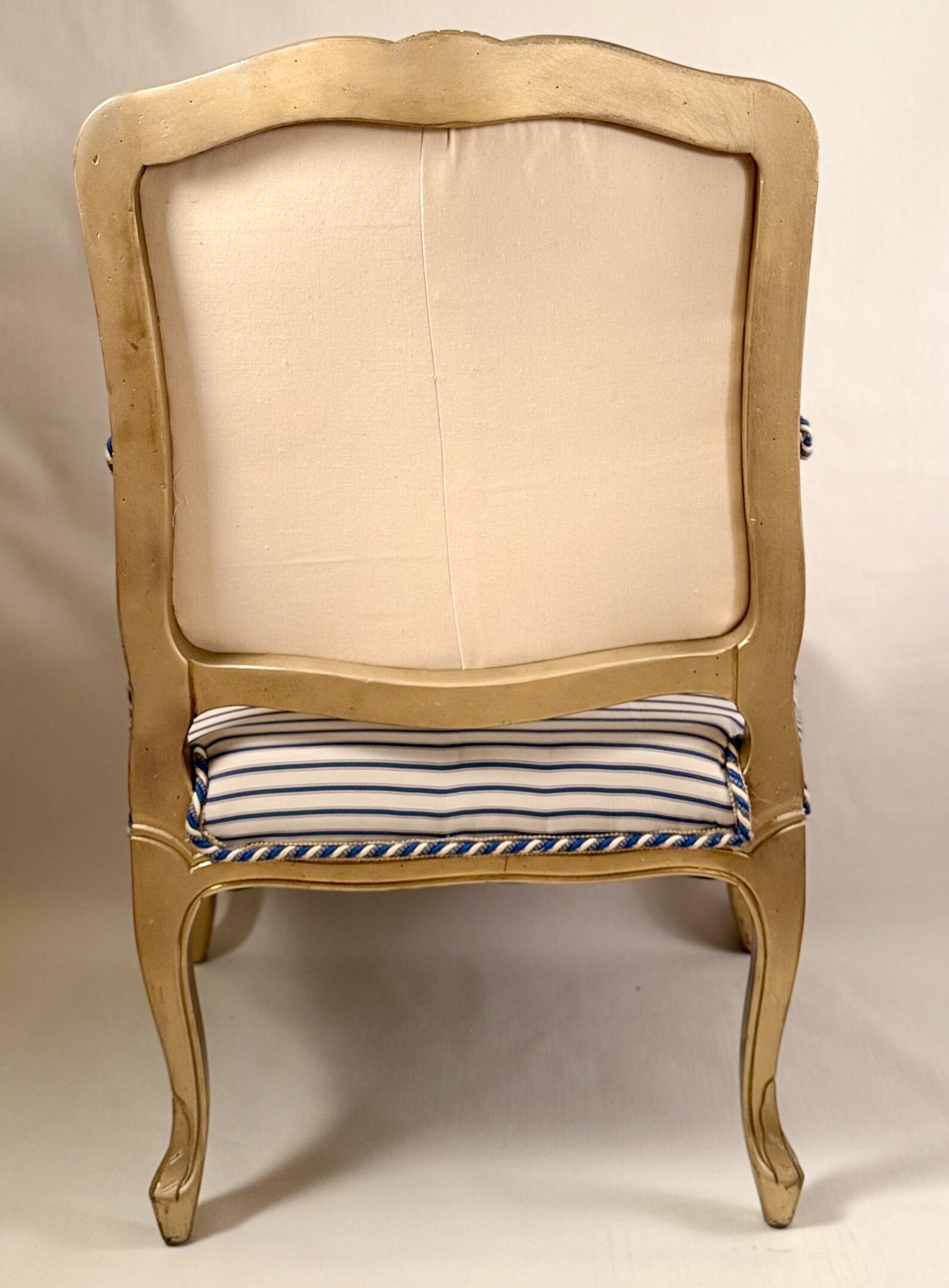 Vintage French Provincial Chair Reupholstered W/ Burlap Horsefeed