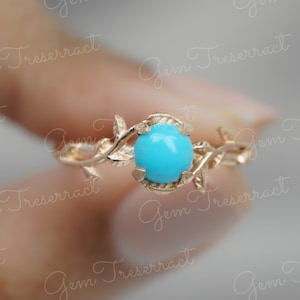 Unique Sleeping beauty Turquoise leaf engagement ring, Nature Inspired Turquoise promise ring, Turquoise wedding ring, promise wedding ring