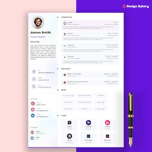 Modern Resume Template, CV Template, Professional Resume, Creative Resume, Canva Template, Creative resume template, Designer Resume