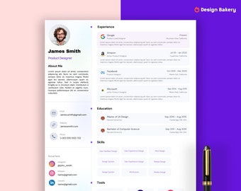 Modern Resume Template, CV Template, Professional Resume, Creative Resume, Canva Template, Creative resume template, Designer Resume