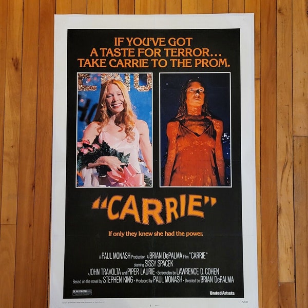 CARRIE 1976 Movie Poster Original 1SH Folded One Sheet, 27x41" LINEN BACKED