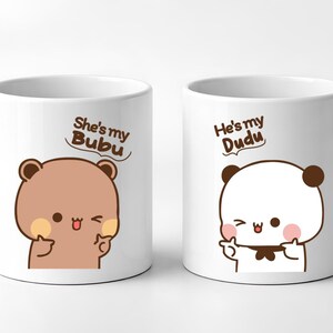 Bubu Dudu Couple Mugs | Matching Bear Coffee Cups for Boyfriend Girlfriend