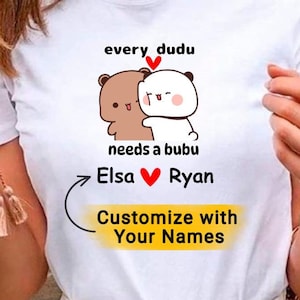 Matching Bubu & Dudu Soft T-shirts, Fun Couples Shirt, Peach Mochi Flair,Unisex Softstyle T-Shirt,Cute Couple T Shirt, Bubu Dudu,milka,bear