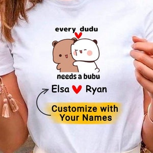 Matching Bubu & Dudu Soft T-shirts, Fun Couples Shirt, Peach Mochi Flair,Unisex Softstyle T-Shirt,Cute Couple T Shirt, Bubu Dudu,milka,bear