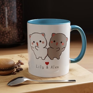 Custom Mochi Peach Milk Mug - Personalized Panda Bear Mug,Cute Gift |Bubu Dudu Fans,Bubu Dudu love Mug|  Name Couples Gift| Bubu Dudu Funny