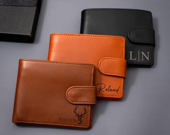 Personalized Mens Leather Wallet, Custom Engraved Wallet, Groomsmen Wallet, Boyfriend Gift, Anniversary Gift for Him, Christmas Gift for Dad