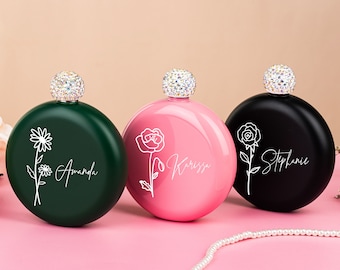 Bridesmaid Flasks, Bridesmaid Gifts, Personalized Womens Flask, Bachelorette Party Gift ideas, Bridesmaid Proposal, Floral Bridal Party Gift