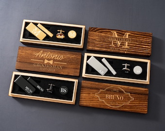 Gemelos grabados para padrinos de boda, regalos para padrinos de boda, juego de gemelos y pasador de corbata para boda, regalo para padrinos de boda, propuesta de matrimonio para padrinos de boda, set de regalo para padrinos de boda