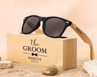 Personalized Bamboo Wood Wooden, Groomsman Sunglasses, Gifts For Groomsmen, Bachelor Party Gift, Wedding Gift For Guys, Groomsmen Proposal