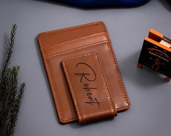 Personalized Wallet Money Clip, Groomsmen Gifts, Mens Card Holder, Anniversary Gift for Him, Custom Money Clip, Christmas Gift for Men