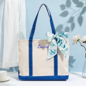 Personalized Canvas Tote Bag, Embroidered Name Tote Bag, Bridesmaid Gift, Bridal Party Bag, Bachelorette Party Gifts, Christmas Gift for Her
