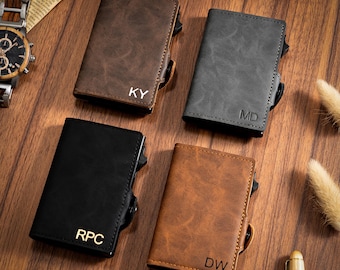 Personalized Leather Wallet Money Clip, Groomsmen Gift, Men Leather Card Holder, Custom Money Clip, Groomsman Wallet, Christmas Gift for Him