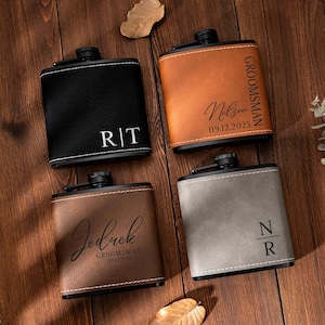 Personalized Groomsmen Flasks, Groomsman Gift, Flask for Groomsmen, Custom Flask, Black Hip Flask, Groomsmen Gifts, Gifts for Wedding Party