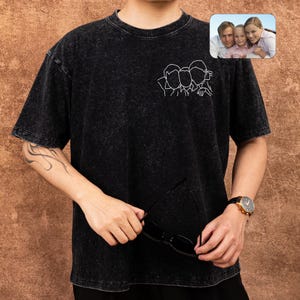 Personalized Embroidered T-Shirts, Custom Photo T-Shirt for Dad, Father&#39;s Day Gift, Dad Portrait Shirt, Dad Birthday Gifts, Gift for him