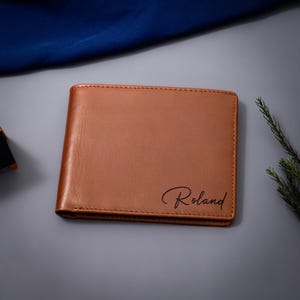 Cartera personalizada, cartera para hombre grabada, cartera de regalos para padrinos, cartera de cuero personalizada, regalo de novio, regalo de Navidad de aniversario para él