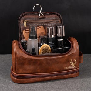 Trousse de toilette en cuir pour homme personnalisée, cadeau garçons d'honneur en cuir, cadeau d'anniversaire pour petit ami, cadeau de Noël unique pour homme, papa, mari