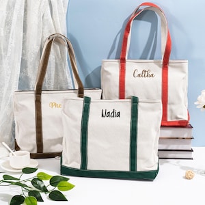 Personalized Tote Bag, Custom Name Tote Bag, Embroidered Name Tote Bag, Bridesmaid Gifts, Embroidered Canvas Bag, Wedding Party Gift For Her