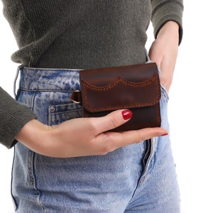 Womens Minimalist Wristlet Wallet, Clutch Wallet, Full Grain Leather Purse, Cute Phone Bag, Handmade Card Holder, Coin Pocket