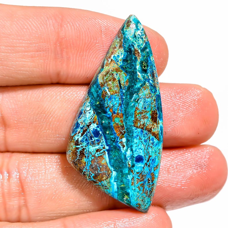 Attractive Top Grade Quality 100% Natural Shattuckite Fancy Shape Cabochon Loose Gemstone For Making Jewelry 35.5 Ct. 41X20X5 mm GPJ-1012