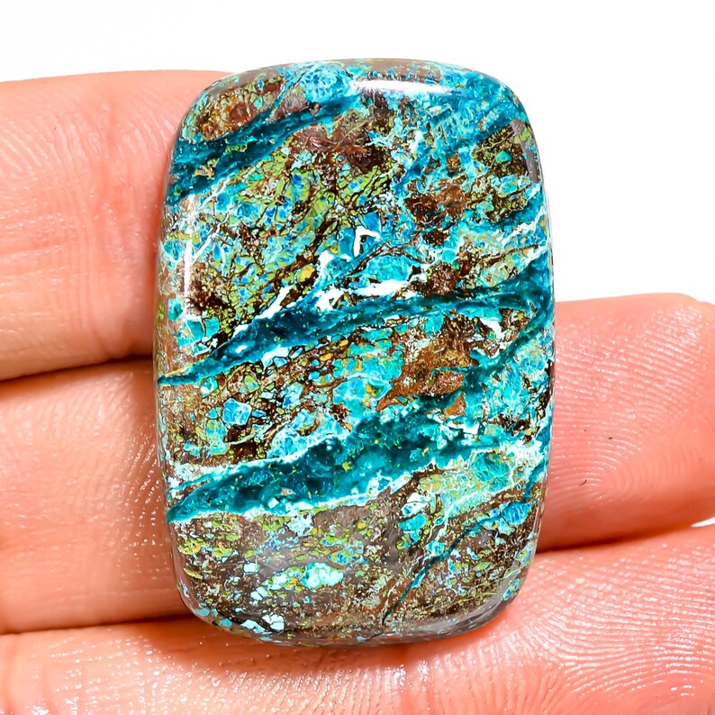 Classic Top Grade Quality 100% Natural Shattuckite Radiant Shape Cabochon Loose Gemstone For Making Jewelry 39.5 Ct. 32X22X5 mm GPJ-1015