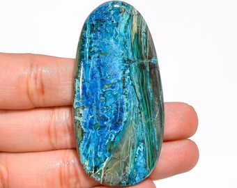 116Ct Natural Azurite Chrysocolla Oval Gem Cabochon For Custom Belt Buckle
