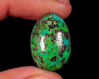 Turquoise Verte Naturelle Cabochon Ovale 22mm Pierre à Matrice Bijou Créateur