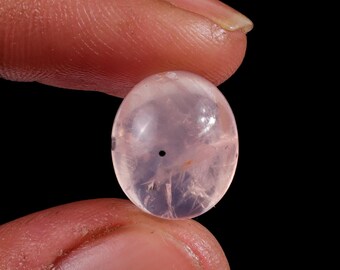 Dot Pink Quartz Oval 14 x 12 mm Cabochon 9ct For Minimalist Ring