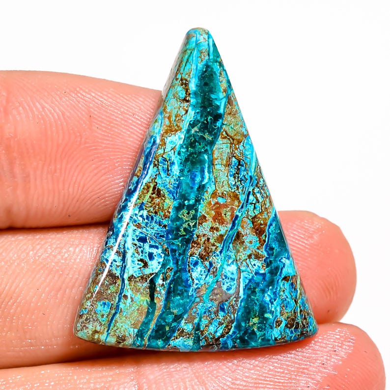 Exclusive Top Grade Quality 100% Natural Shattuckite Triangle Shape Cabochon Loose Gemstone For Making Jewelry 29 Ct. 32X25X5 mm GPJ-1018