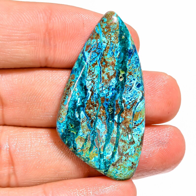 Dazzling Top Grade Quality 100% Natural Shattuckite Fancy Shape Cabochon Loose Gemstone For Making Jewelry 39.5 Ct. 42X23X5 mm GPJ-1016