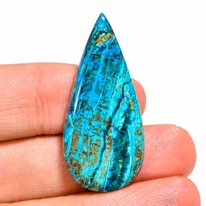 Excellent Top Grade Quality 100% Natural Shattuckite Pear Shape Cabochon Loose Gemstone For Making Jewelry 29.5 Ct. 38X18X5 mm GPJ-1017