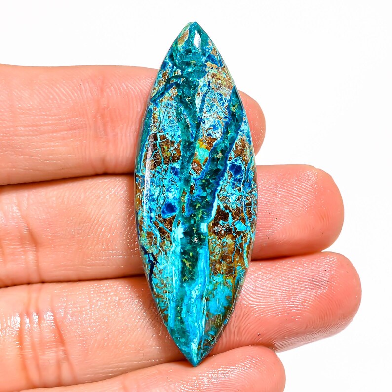 Beautiful Top Grade Quality 100% Natural Shattuckite Marquise Shape Cabochon Loose Gemstone For Making Jewelry 42 Ct. 49X18X5 mm GPJ-1014