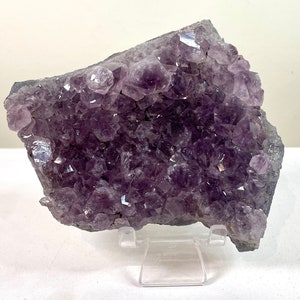 CLEARANCE | Amethyst Cluster With Stand - Violet - Natural Raw Amethyst