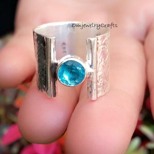 Blue Topaz Ring, 925 Sterling Silver, Latest Design Ring, Silver Gemstone Ring, Gemstone Ring ·  Handmade Band Ring, Gift For Christmas