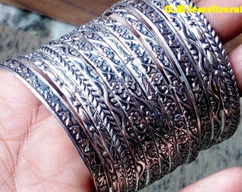 925 Sterling Silver Bangle, 12 Set of Simple Bangle, Simple