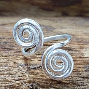 925 Silver Designer Band Ring, Wire Statement Designer Silver Wide Band Ring, Handmade Band Ring Adjustable Wide Band Ring, Silver Band Ring
