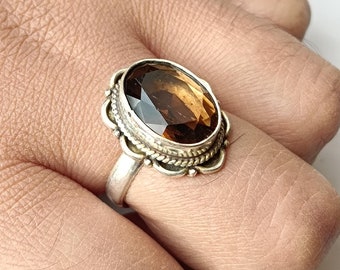 Honig-Topas-Edelstein 925 Sterling Silber Ring, handgemachter Statement Ring, April Monat Edelstein handgemachter Schmuck Ring ~ Geschenk für Weihnachten