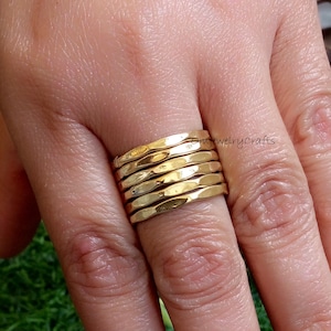 Brass 6 set of Band Ring, Solid 100% Brass Ring, Handmade Ring, Brass Designer Ring, Unisex Ring, Special Health Benefits Ring, Gift For Her