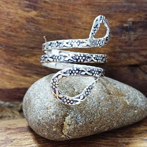 925 Silver Snake Design Band Ring, Statement Designer Silver Wide Band Ring, Handmade Band Ring Adjustable Wide Band Ring, Boho Band Ring